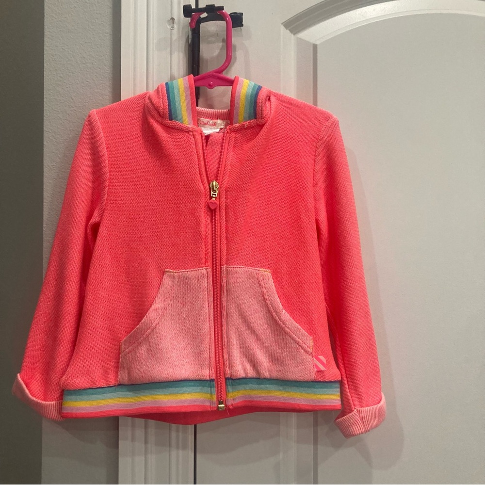 Billieblush girls neon colored light weight hooded zip up jacket in size 4 VGUC - Picture 1 of 8